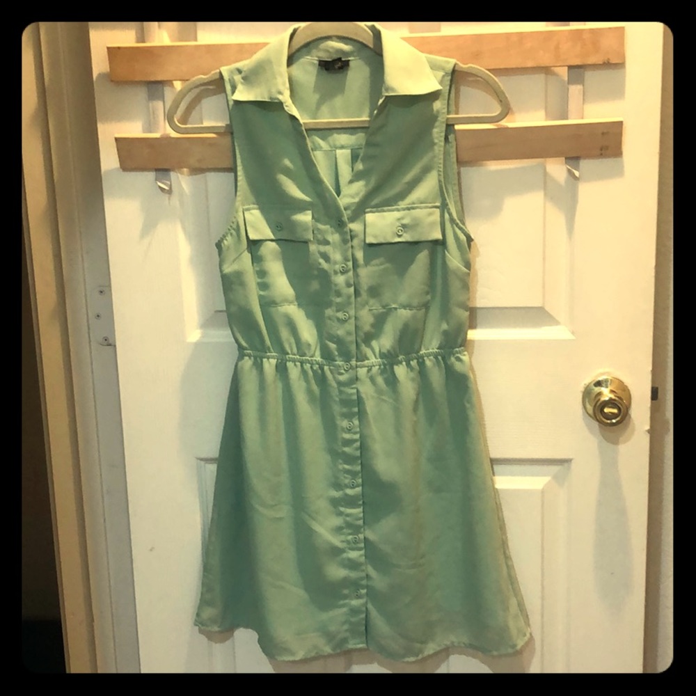 Sea foam green button smock dress, size Small